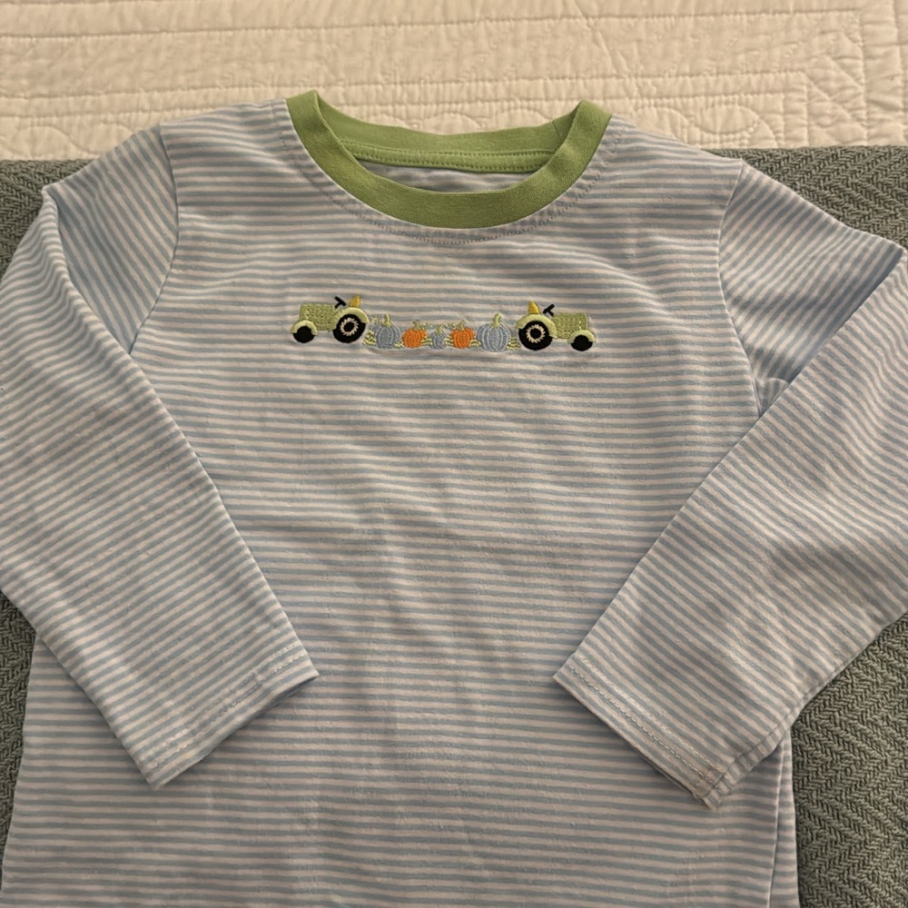 Itsy Bitsy 2T Pumpkin Tractor Long Sleeve Tee EUC